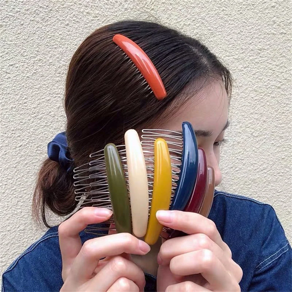 Solid Color Women Banana Comb  - Hair Care Korean Products review and price